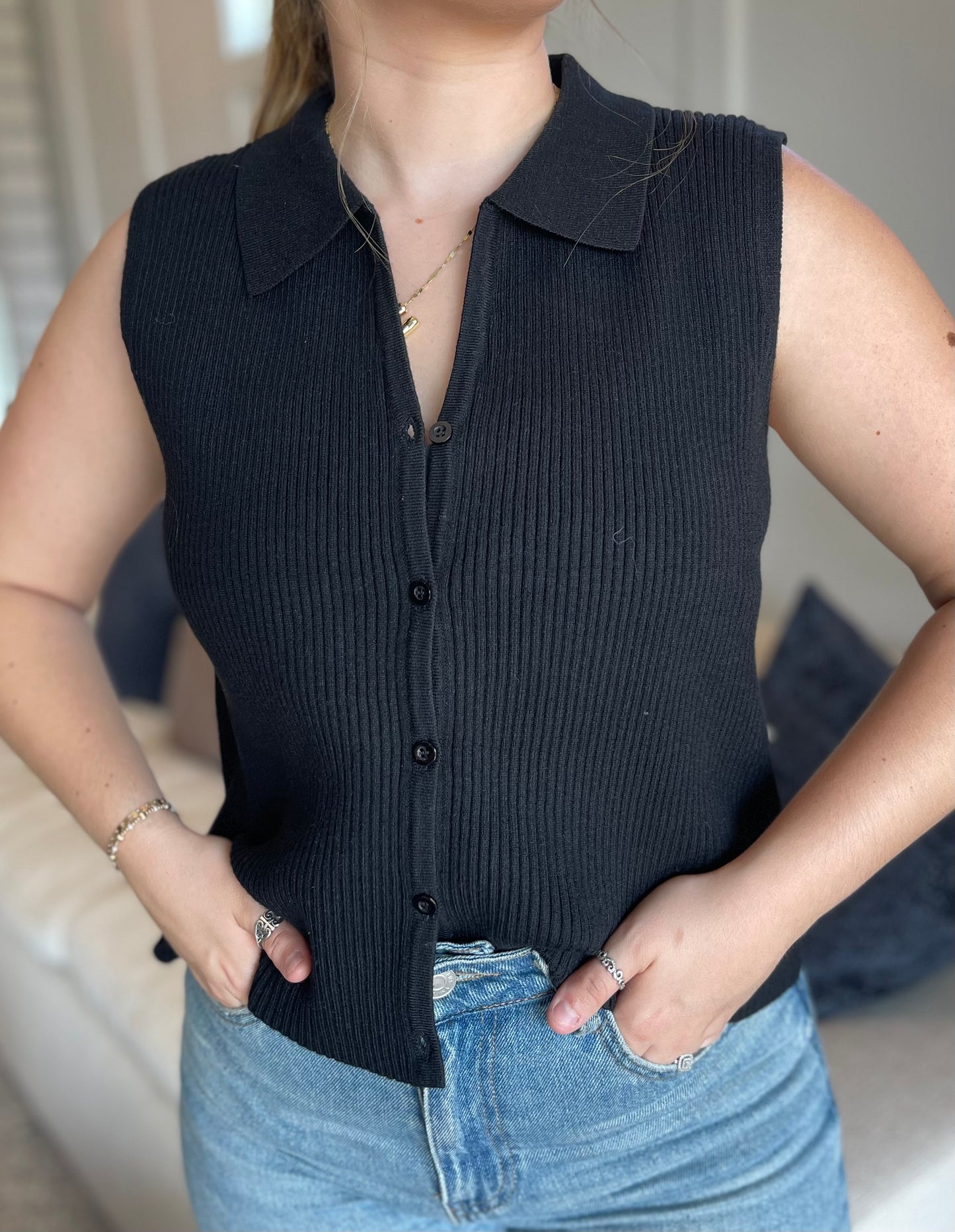 Button Up Sweater Top