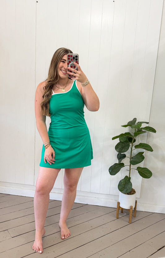 GREEN ACTIVE ONE SHOULDER DRESS