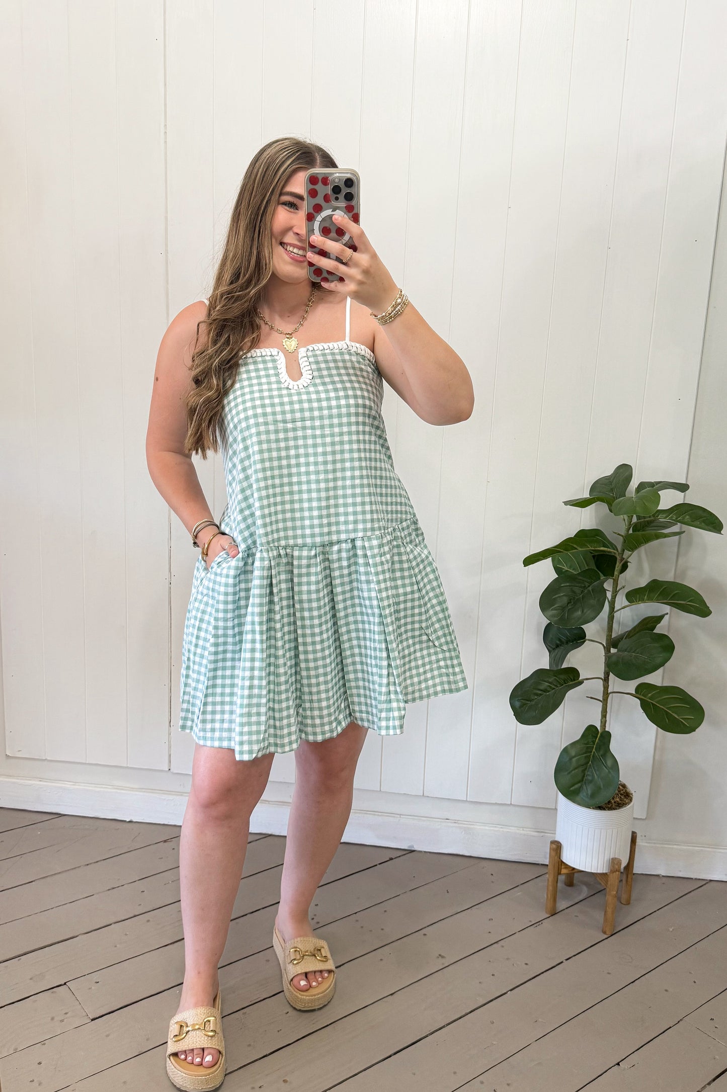 MINT GINGHAM DRESS