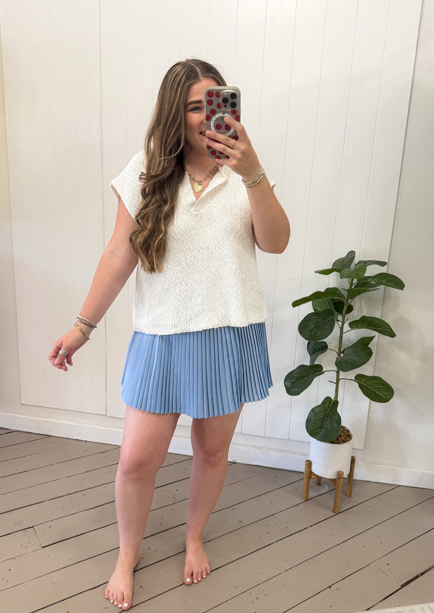 SKY BLUE PLEATED ACTIVEWEAR SKORT