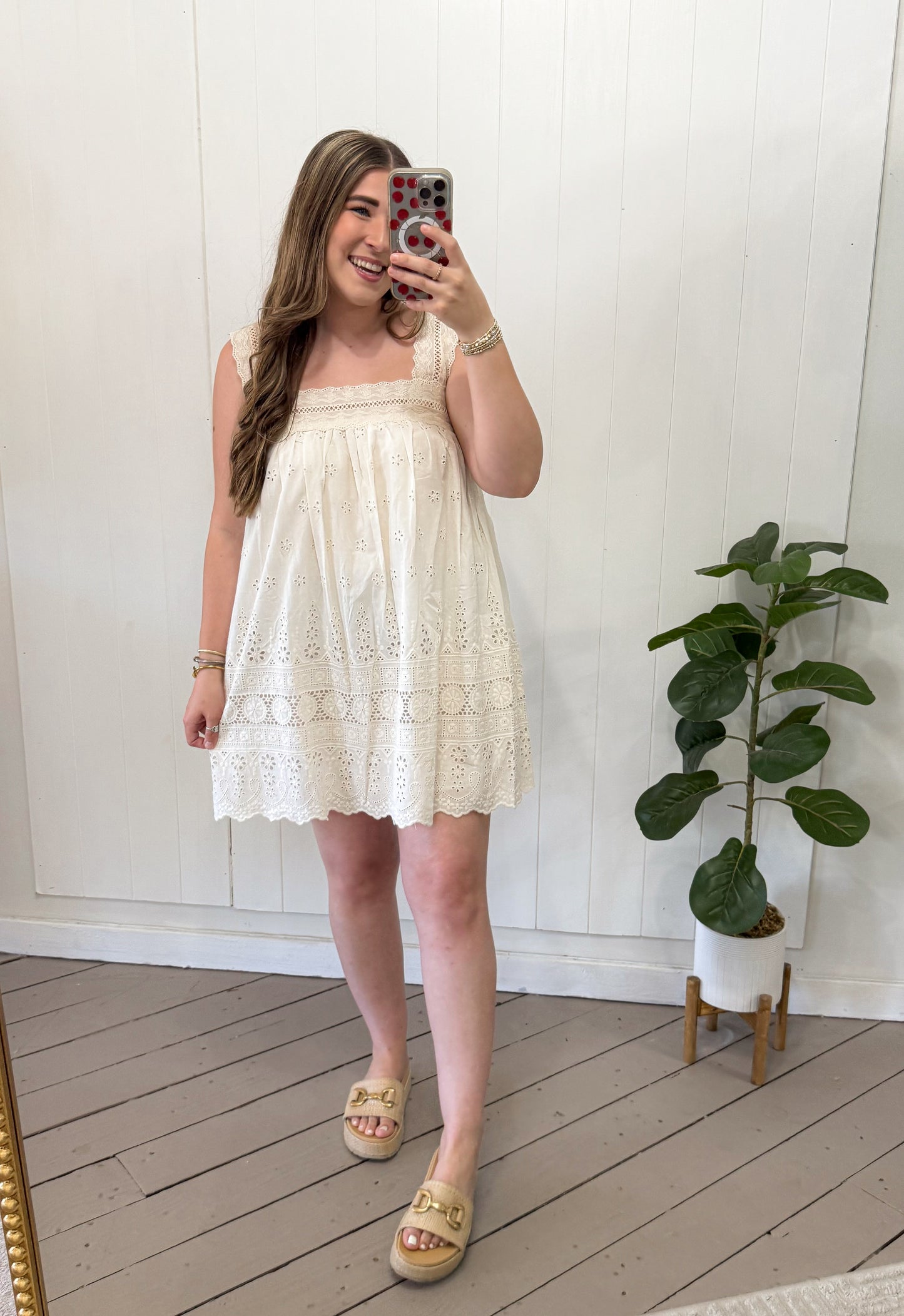 LINEN LACE FLORAL DRESS