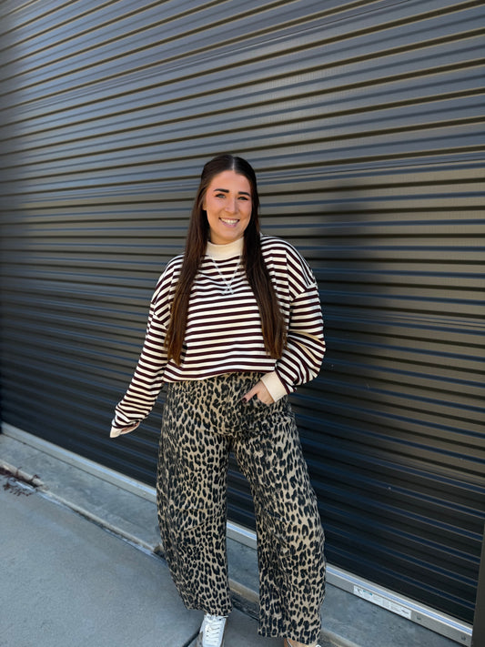 STRIPED MOCKNECK PULLOVER