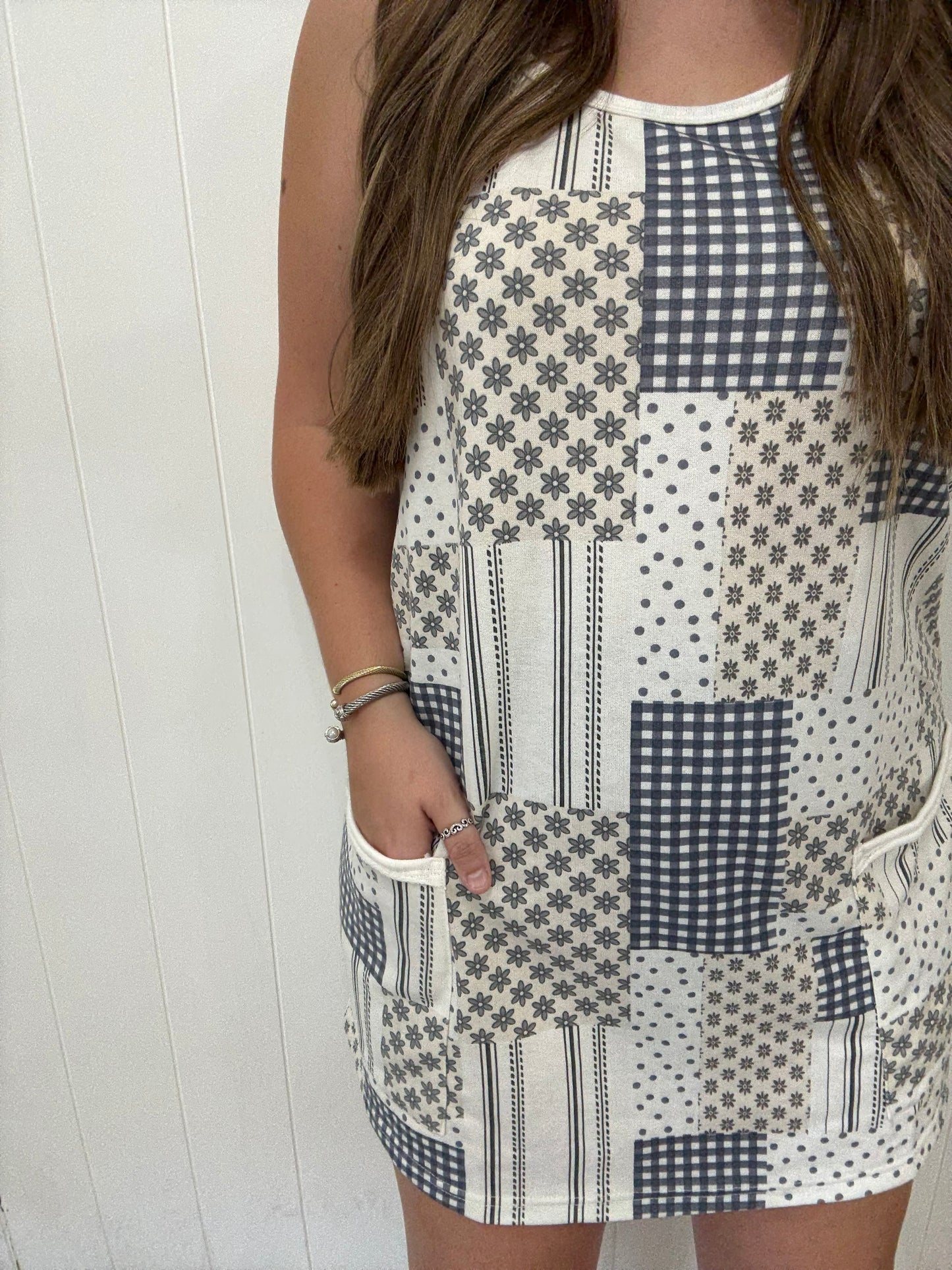 PRINTED COTTON TERRY MINI DRESS