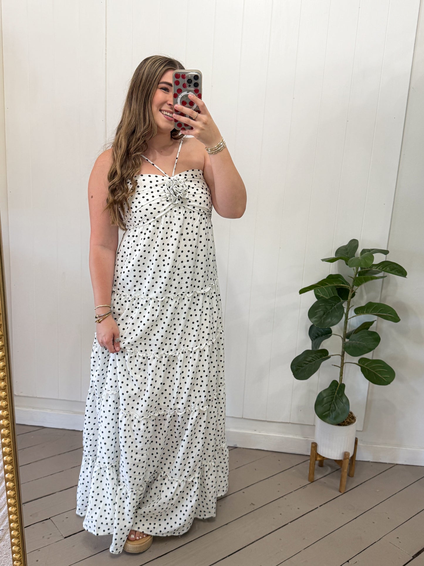 POLKA DOT MAXI HALTER