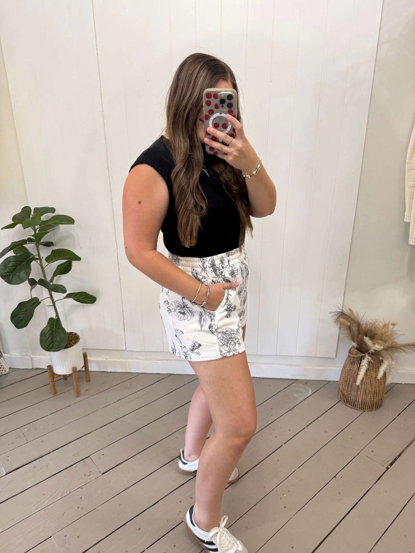 PRINTED COTTON TERRY SHORTS