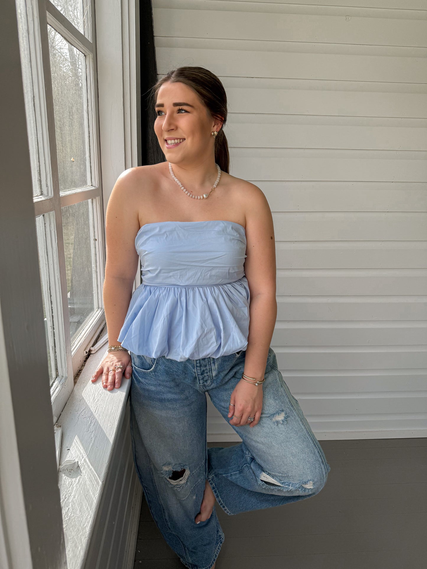 STRAPLESS BUBBLE TOP