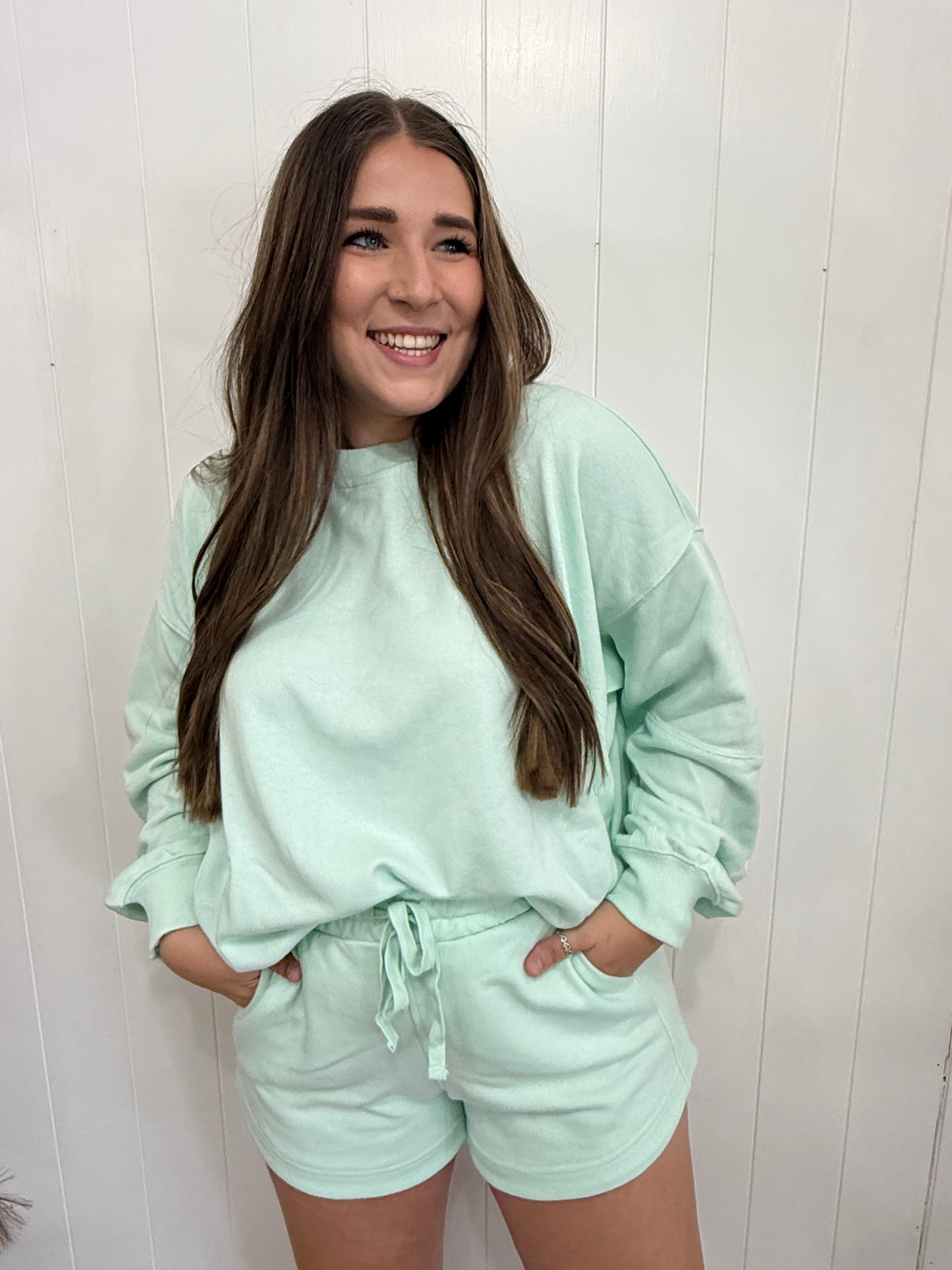FRESH MINT TERRY PULLOVER