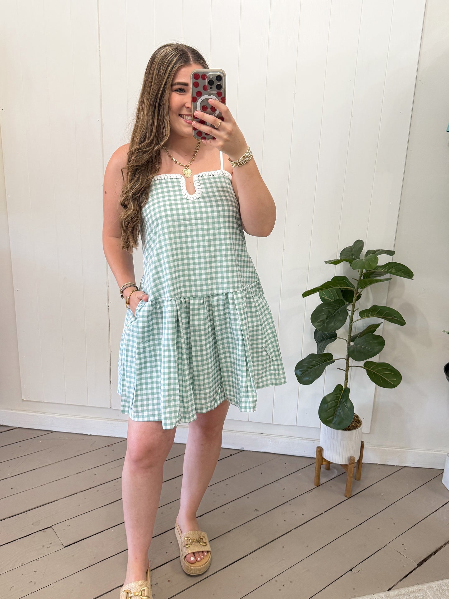 MINT GINGHAM DRESS