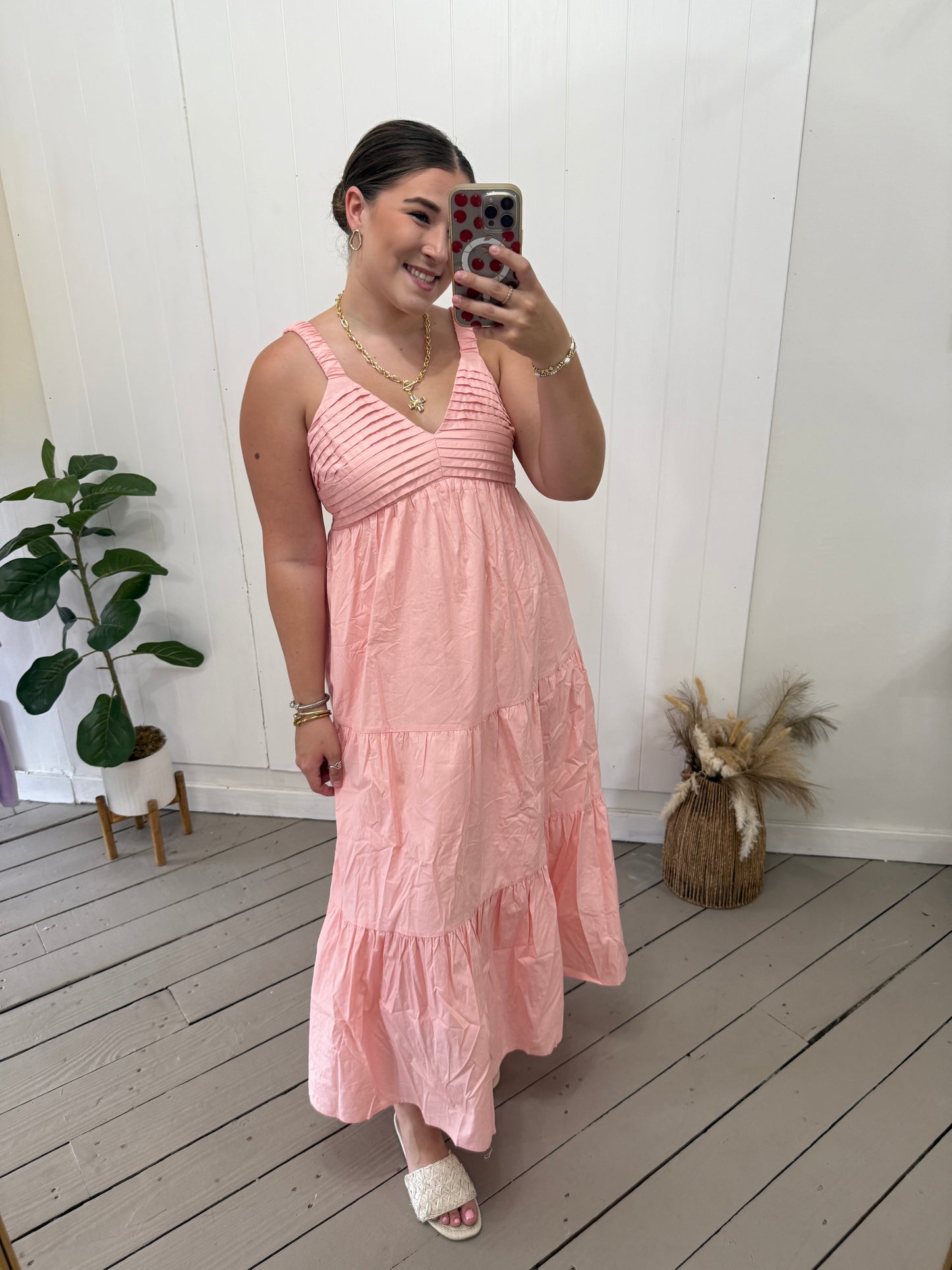 PINK V NECK MAXI
