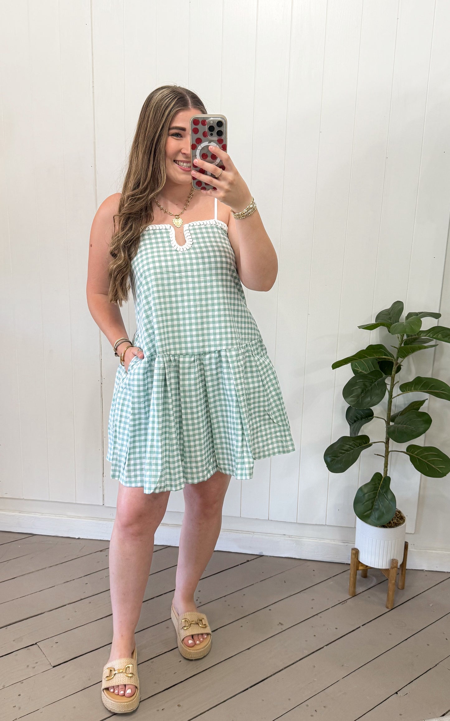 MINT GINGHAM DRESS