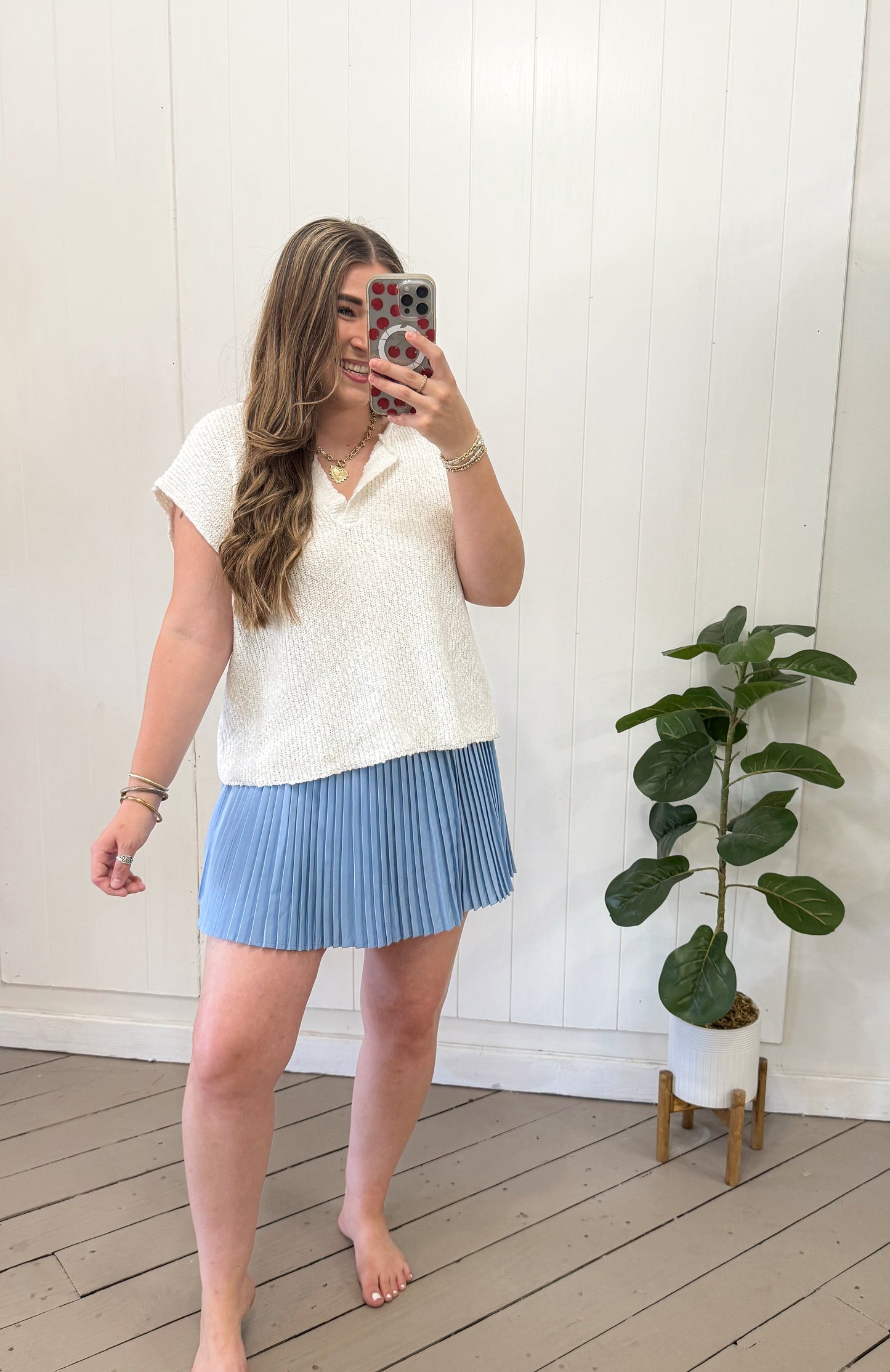 SKY BLUE PLEATED ACTIVEWEAR SKORT