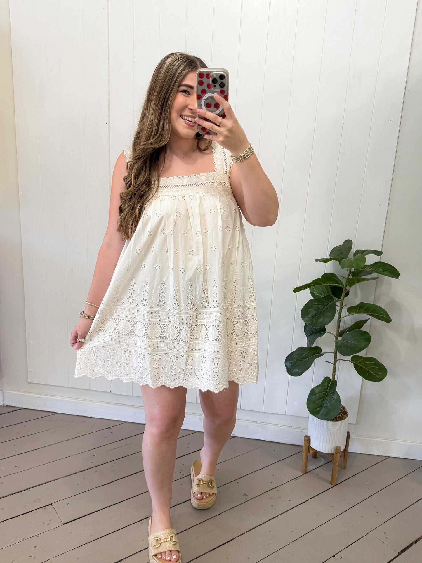 LINEN LACE FLORAL DRESS