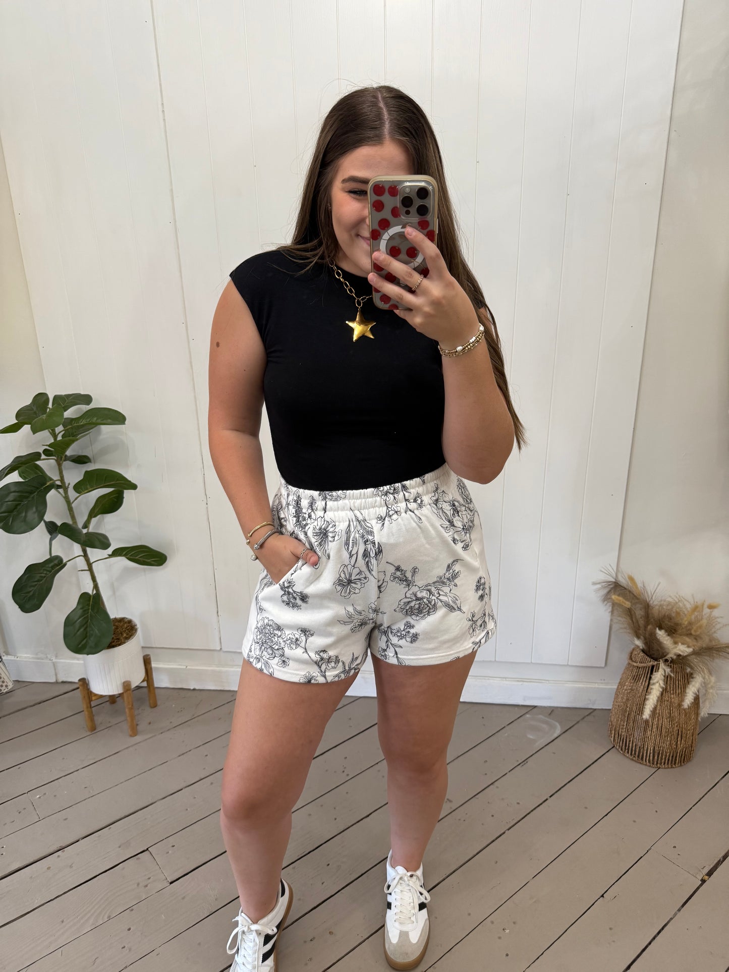 PRINTED COTTON TERRY SHORTS