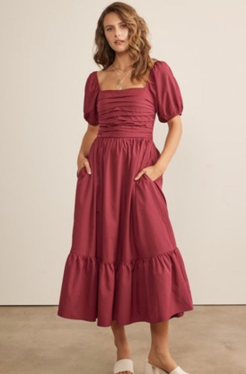Puff Sleeve MIDI Dress