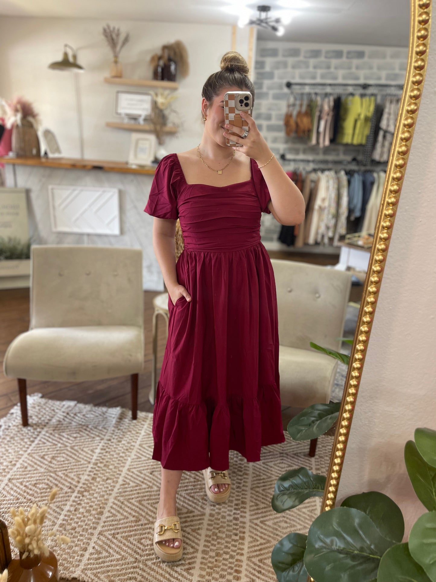 Puff Sleeve MIDI Dress