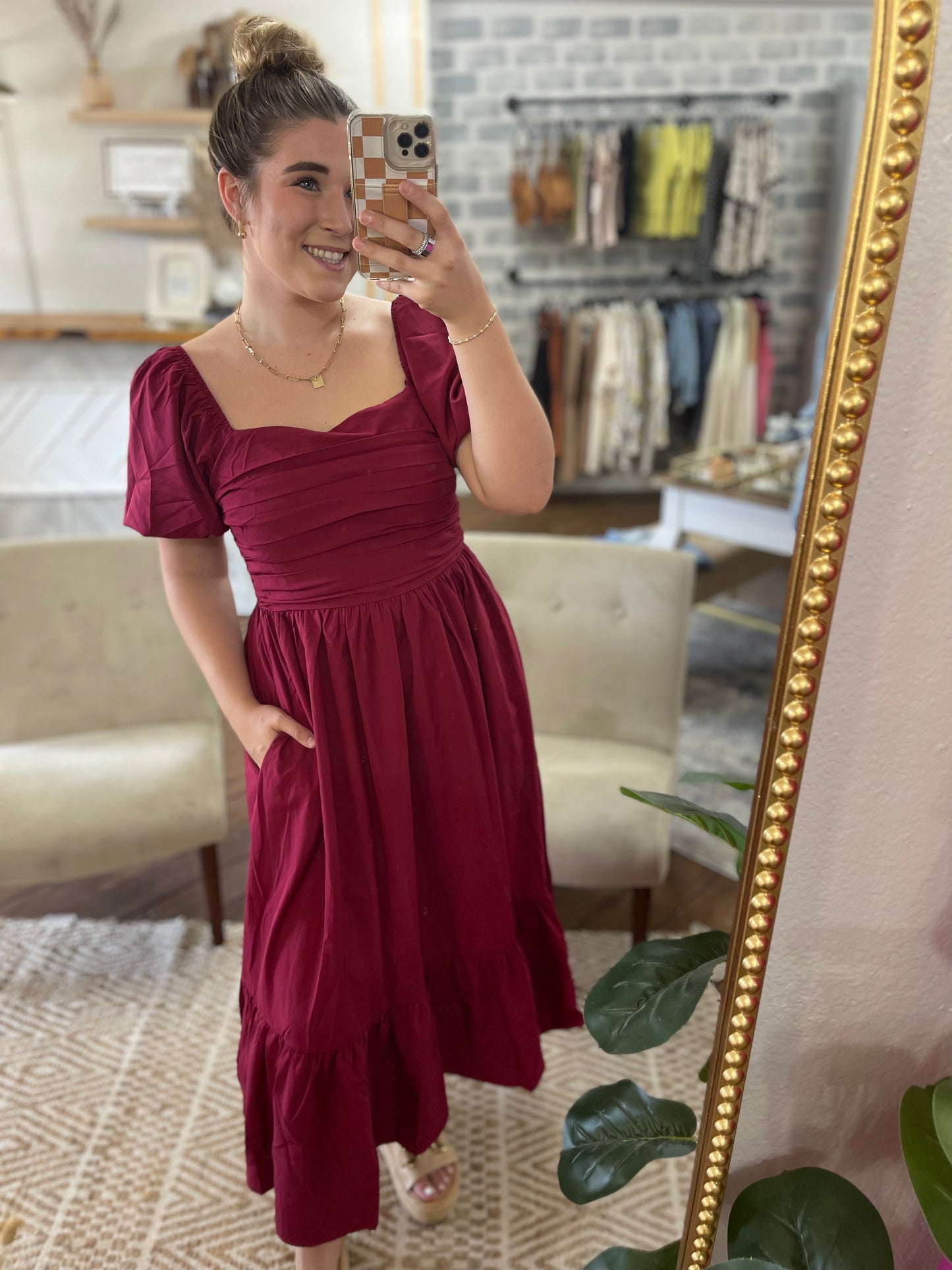Puff Sleeve MIDI Dress