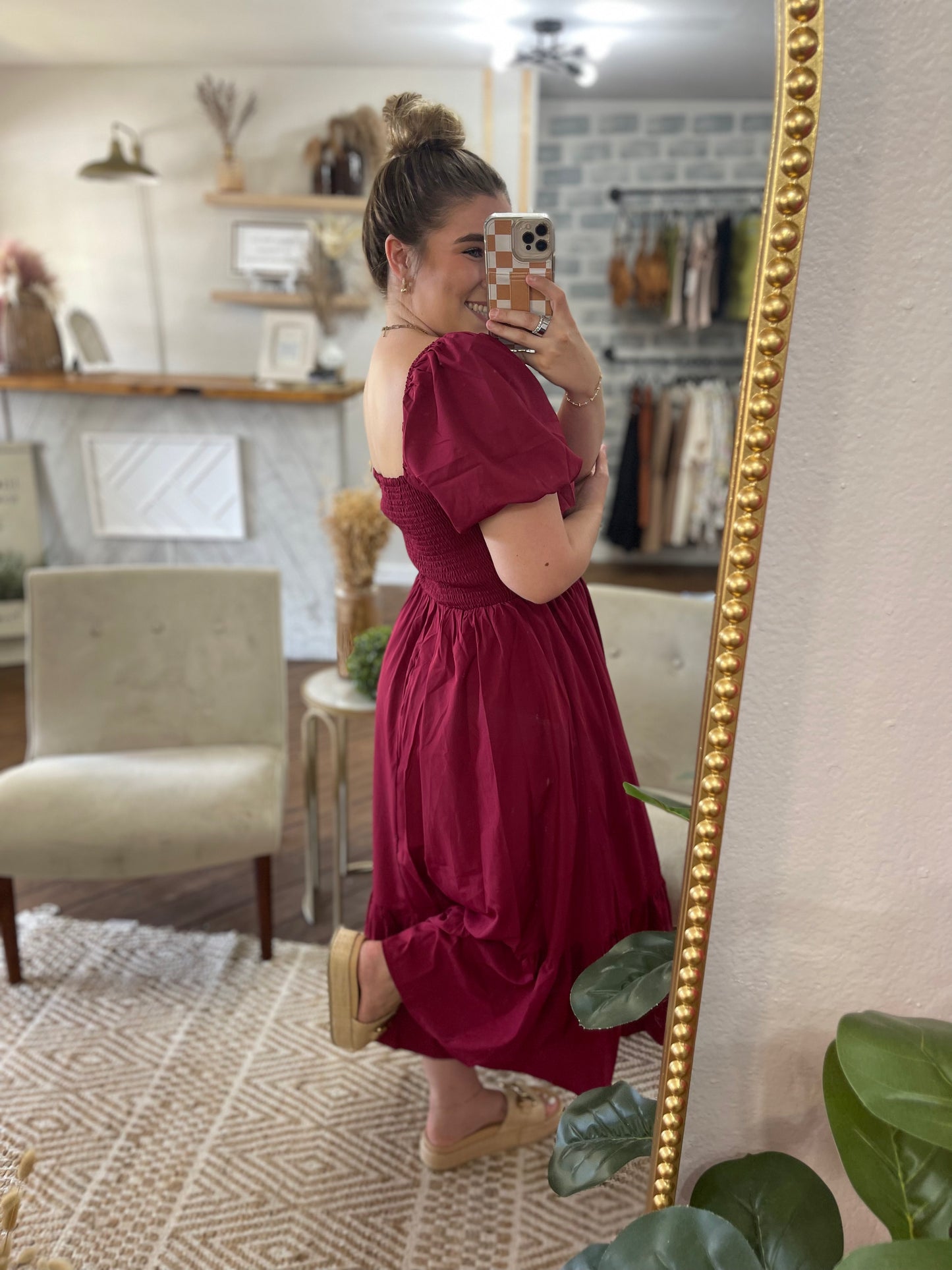 Puff Sleeve MIDI Dress