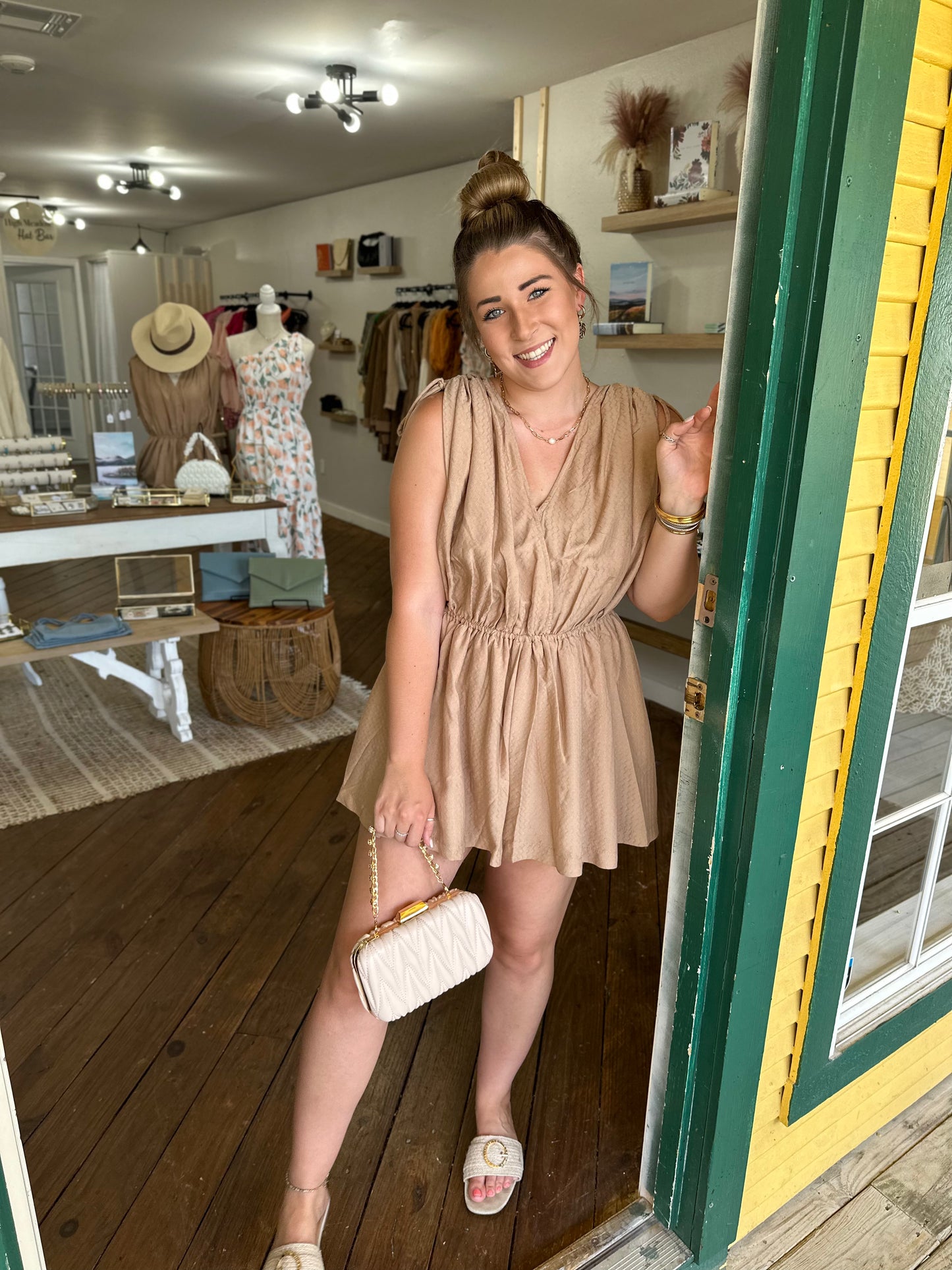 Tan Poppy Romper