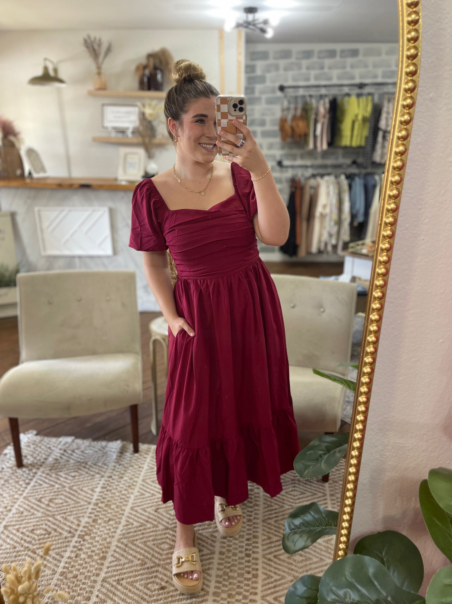 Puff Sleeve MIDI Dress