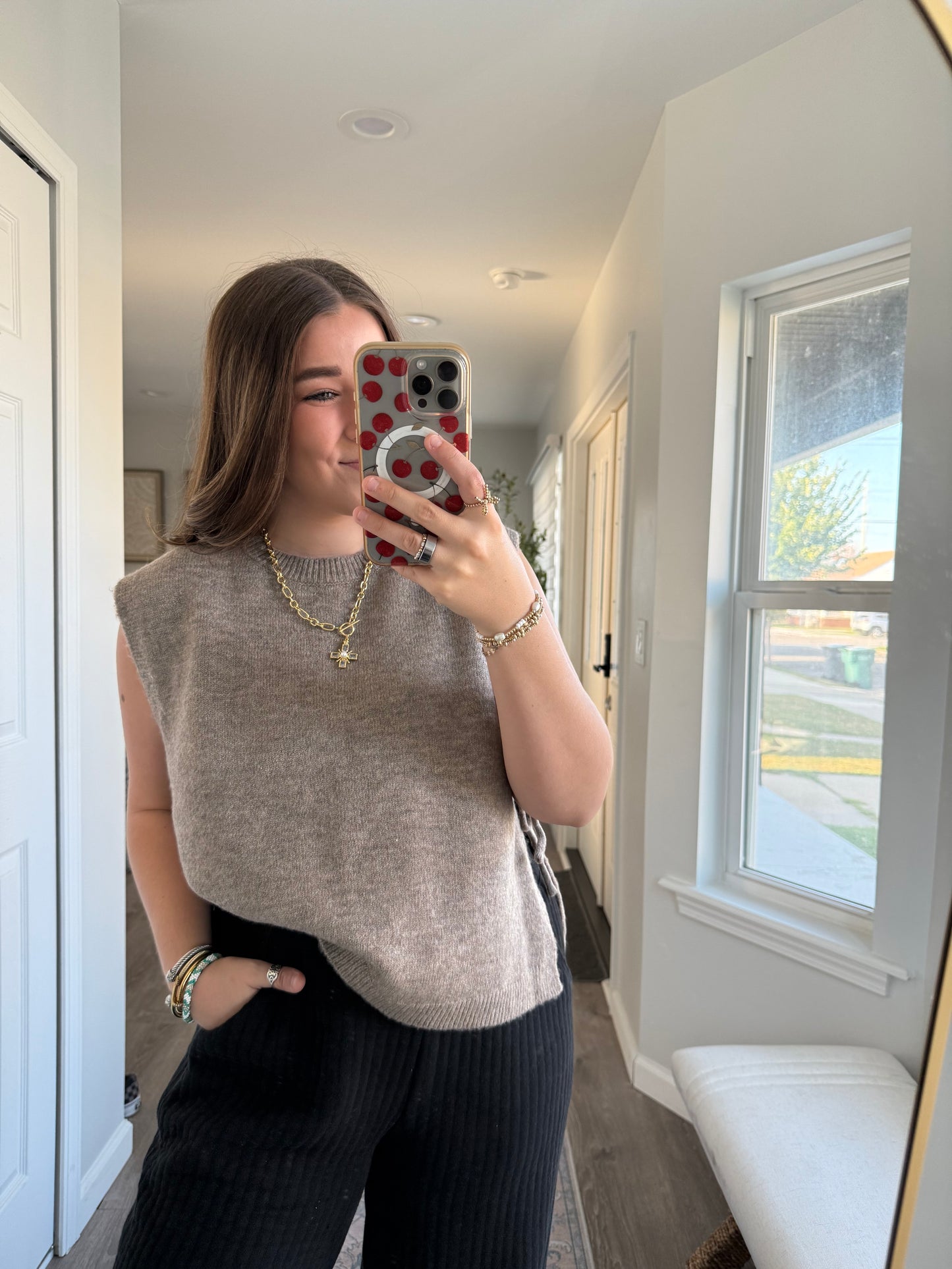 MOCHA TIE KNIT VEST