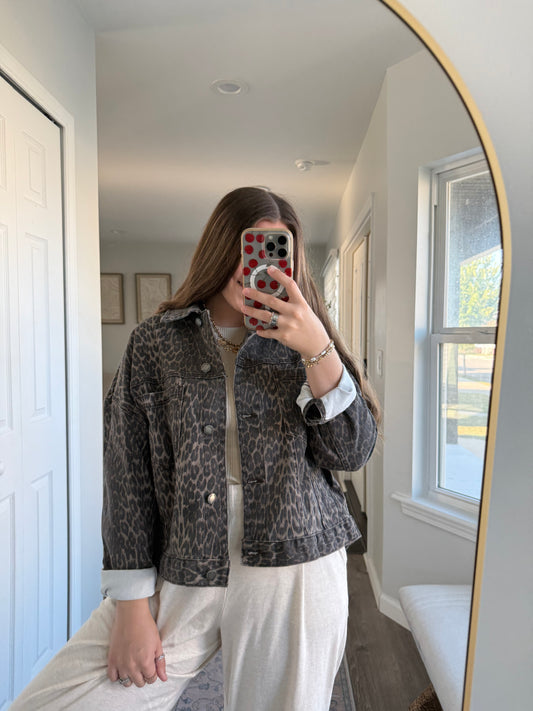 LEOPARD DENIM JACKET