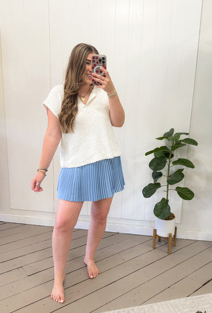 SKY BLUE PLEATED ACTIVEWEAR SKORT