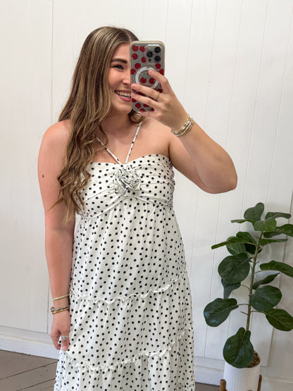 POLKA DOT MAXI HALTER