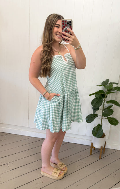 MINT GINGHAM DRESS