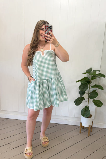 MINT GINGHAM DRESS