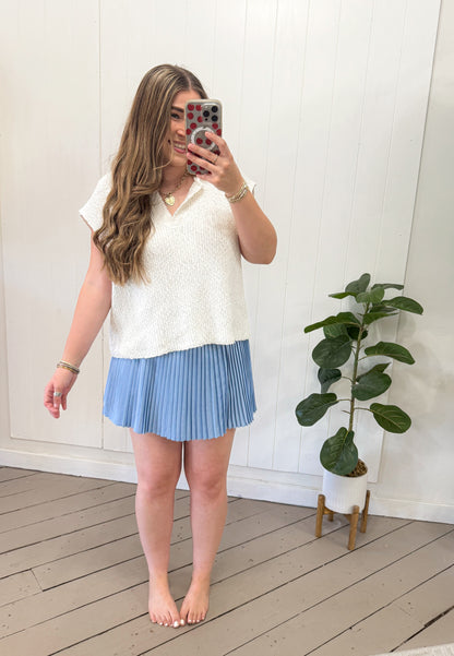 SKY BLUE PLEATED ACTIVEWEAR SKORT