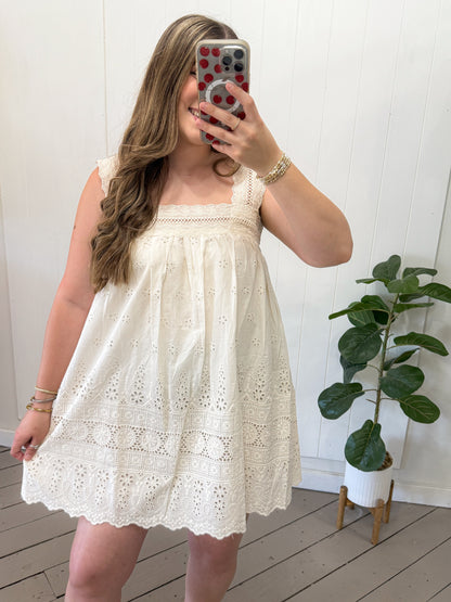 LINEN LACE FLORAL DRESS