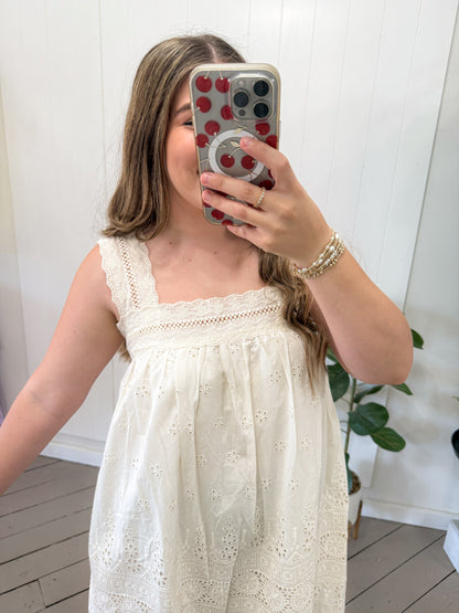 LINEN LACE FLORAL DRESS