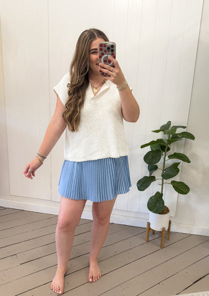 SKY BLUE PLEATED ACTIVEWEAR SKORT