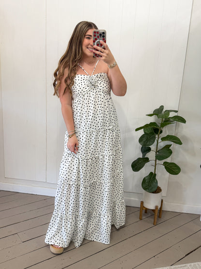 POLKA DOT MAXI HALTER