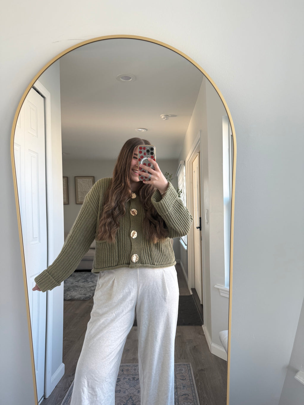 GOLD BUTTON FRONT POCKET KNIT