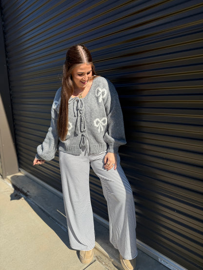 STRIPED TUBE TOP AND PANT SET