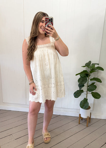 LINEN LACE FLORAL DRESS