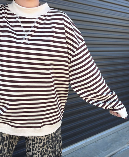 STRIPED MOCKNECK PULLOVER