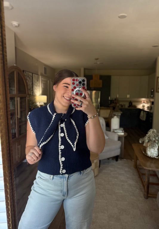 TIE NECK SWEATER VEST