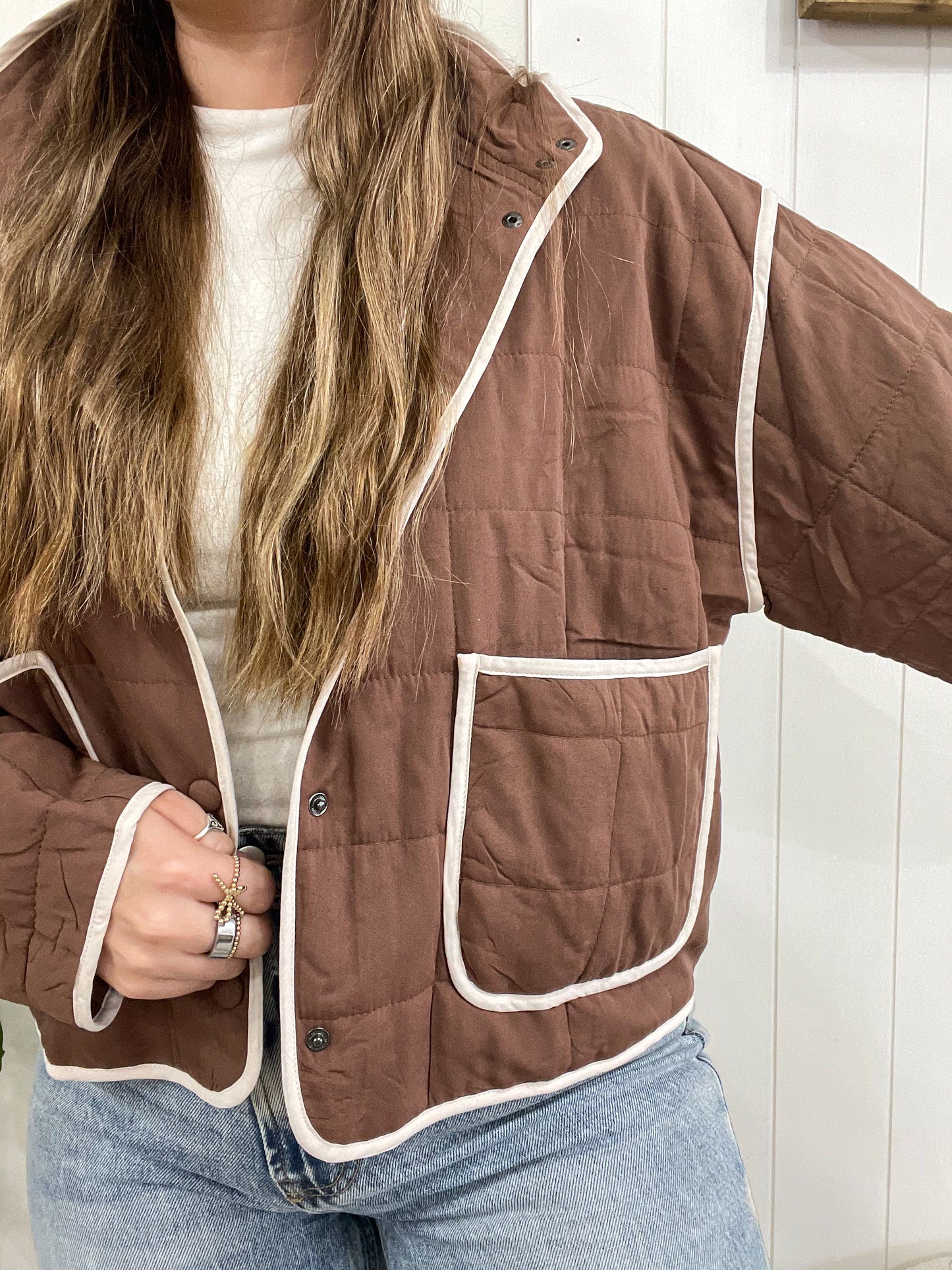 Brown Trim Quilt Jacket