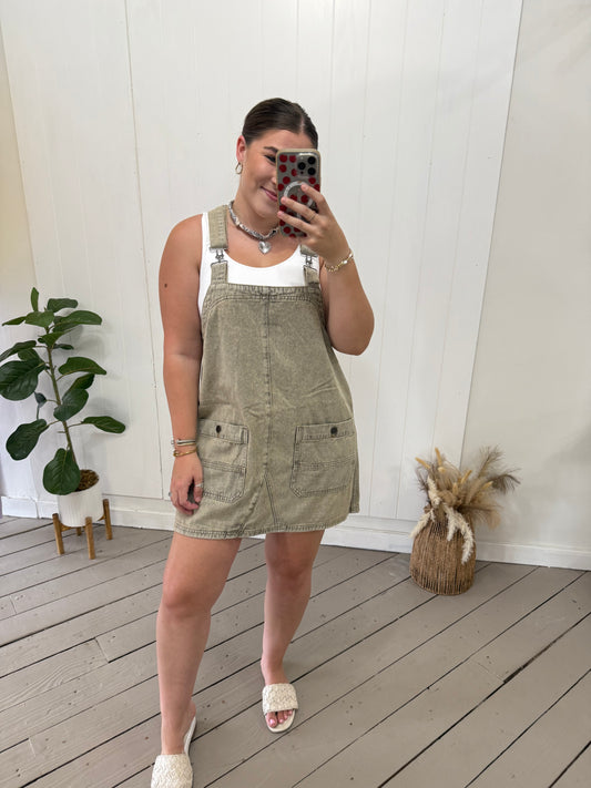 HAZELNUT OVERALL DRESS