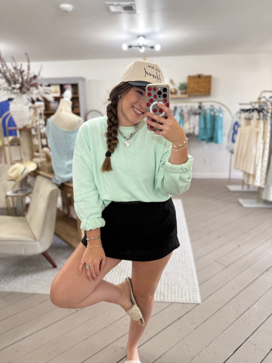 FRESH MINT TERRY PULLOVER