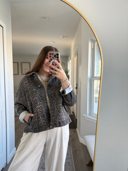LEOPARD DENIM JACKET