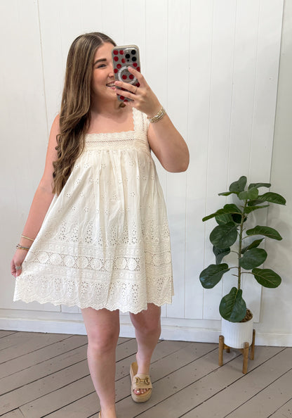 LINEN LACE FLORAL DRESS