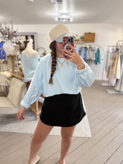 ICE BLUE TERRY PULLOVER