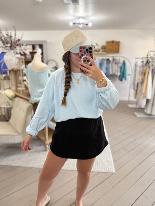 ICE BLUE TERRY PULLOVER