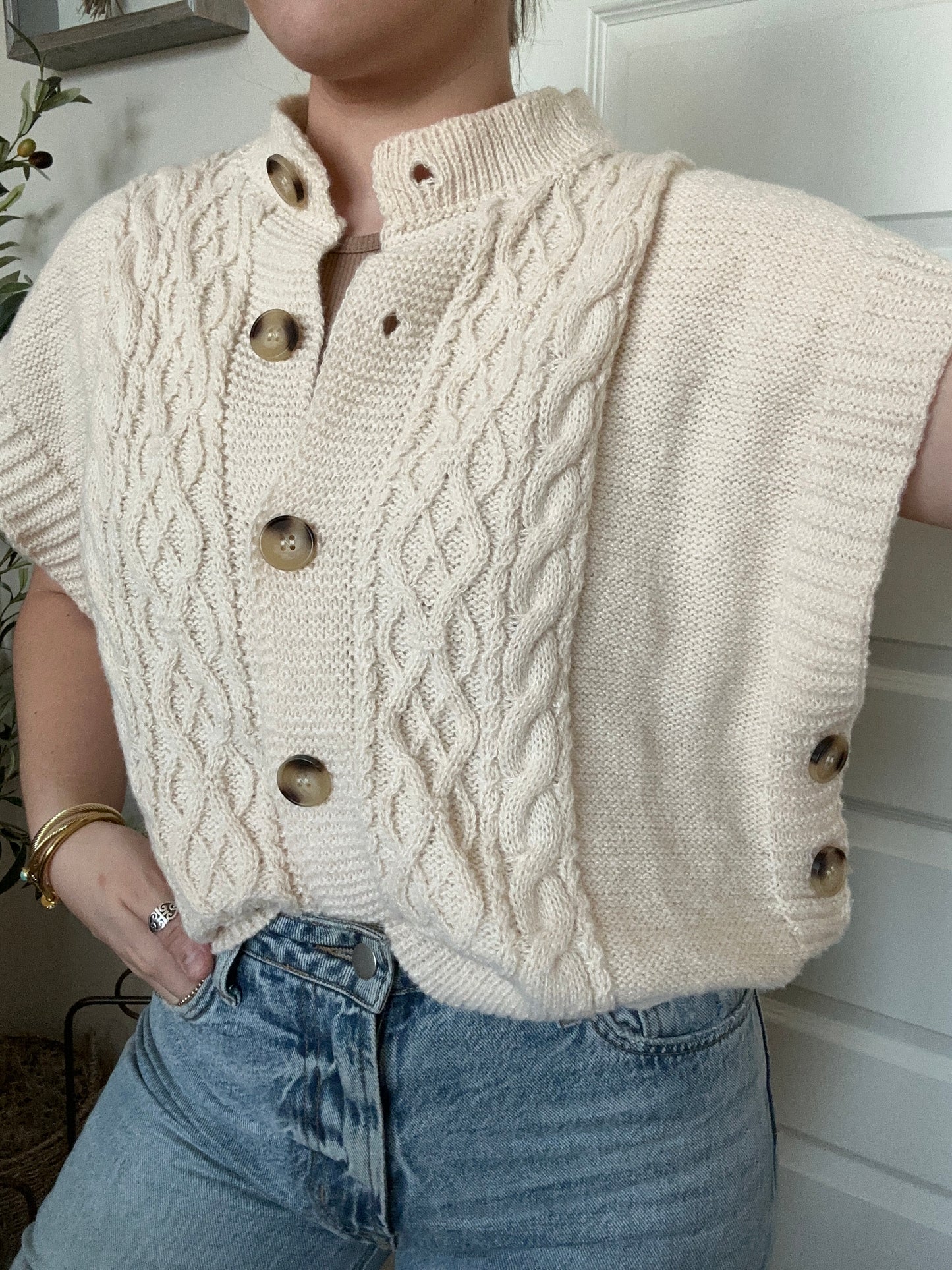 Cream Button Sweater