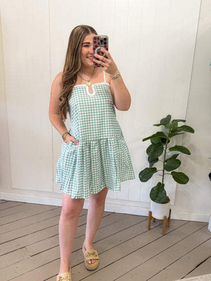 MINT GINGHAM DRESS