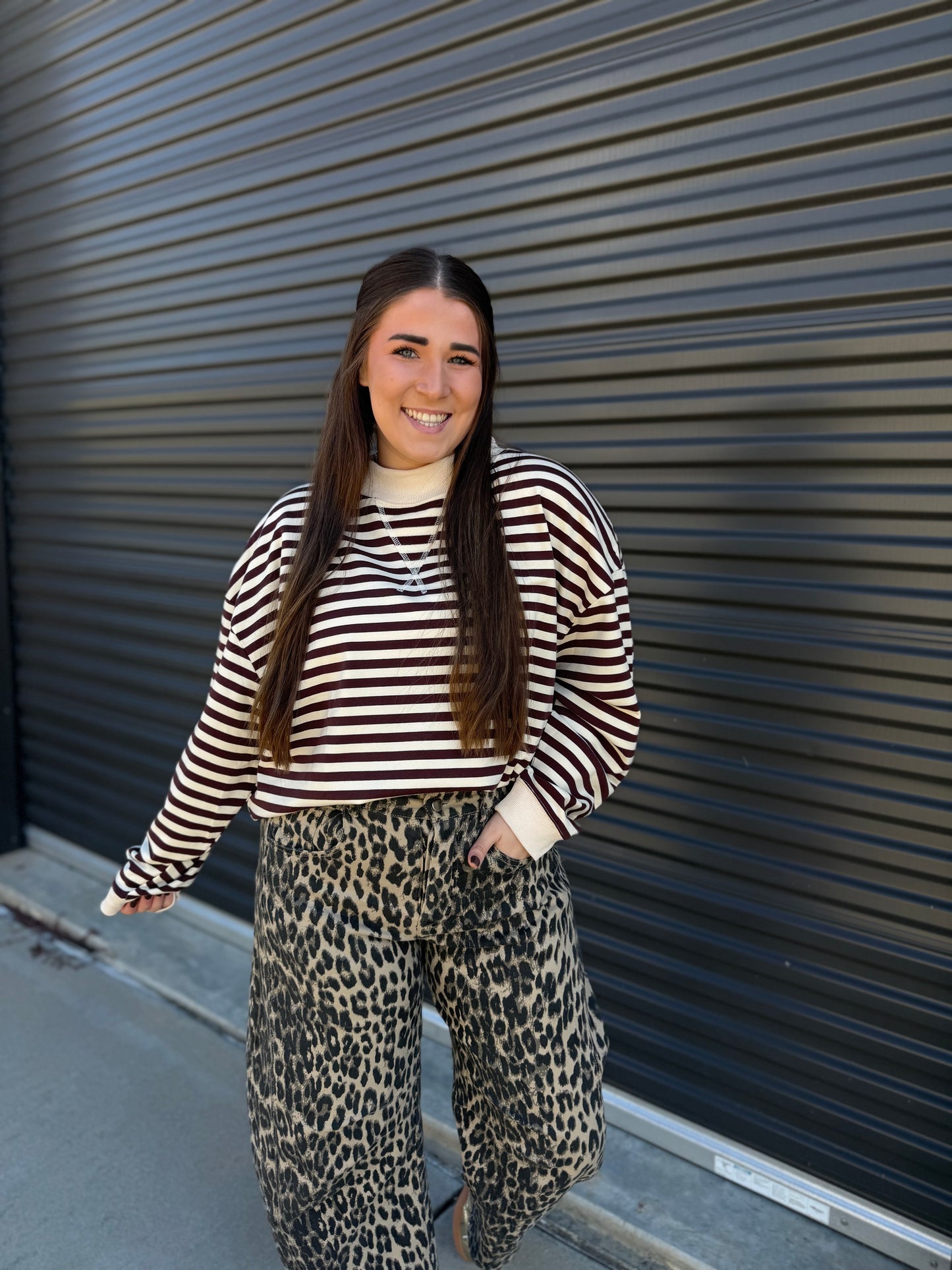 STRIPED MOCKNECK PULLOVER