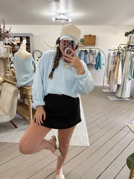 ICE BLUE TERRY PULLOVER
